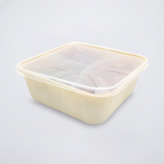 Caja de comida para llevar del cuadrado biodegradable de la maicena del envase de comida de la capa doble