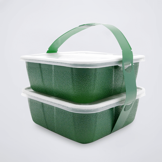 Caja de comida para llevar de plástico desechable cuadrada dividida con compartimentos de doble capa