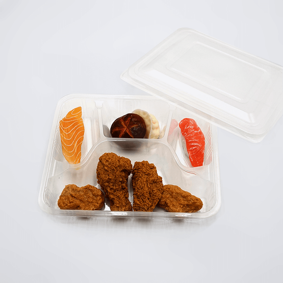 Caja plástica disponible de la comida de los PP del envase para llevar de una sola capa clásico de 4 compartimientos
