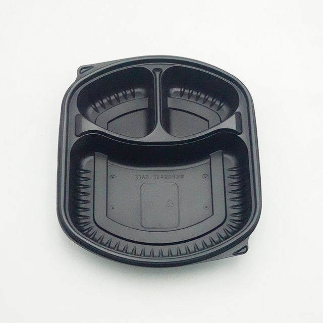 Tienda de delicatessen para llevar que empaqueta la caja plástica disponible de la comida de los PP de 3 compartimentos divididos